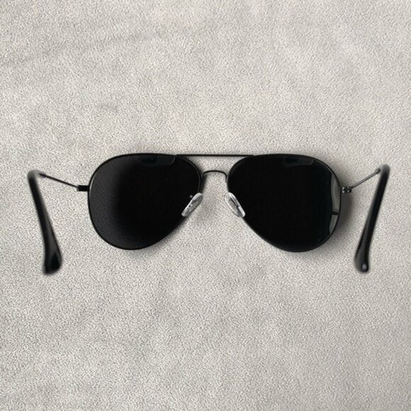 Aviator Sunglasses ~ Black Lenses Black Frames ~ Brand New - Picture 2 of 10